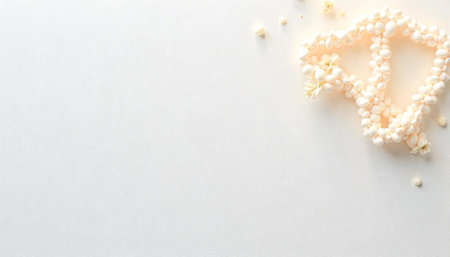 Elegant floral arrangement made of beads and small flowersの写真素材