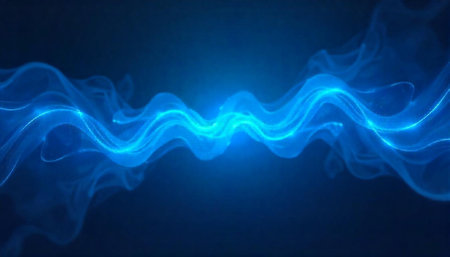 Abstract glowing blue energy waves in a dark space