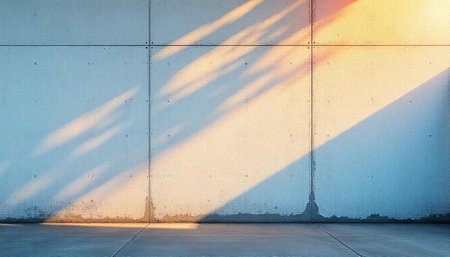 Concrete wall with sunlight creates a modern abstract backgroundの写真素材