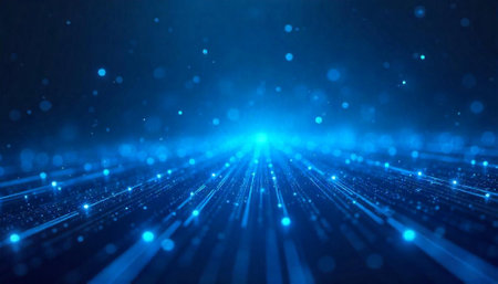 Abstract Blue Futuristic Data Stream Visualization with Glowing Particles