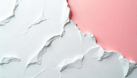 Textured white surface contrasting with solid pink backgroundの写真素材