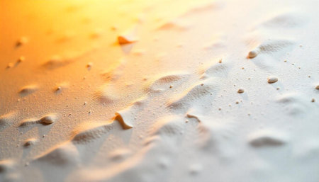 Close-up of sand dune pattern with golden hour sunlight