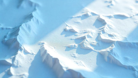 Abstract light and shadow playing on snow dunesの写真素材