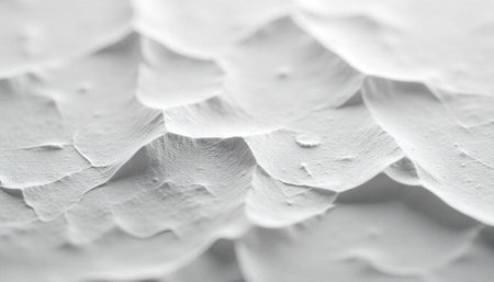 Abstract landscape of layered textured white material surfaceの写真素材