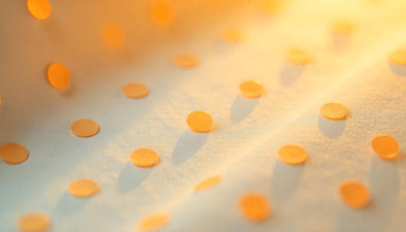 Soft orange confetti dots on a light textured surfaceの写真素材