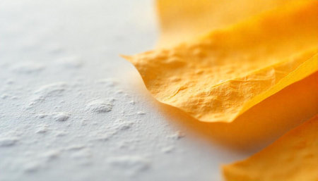 Abstract macro image of yellow fabric on white surface