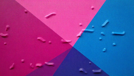 Geometric color block background with water droplets, clean conceptの写真素材