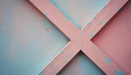 Abstract pastel cross texture on painted canvas backdrop close-upの写真素材