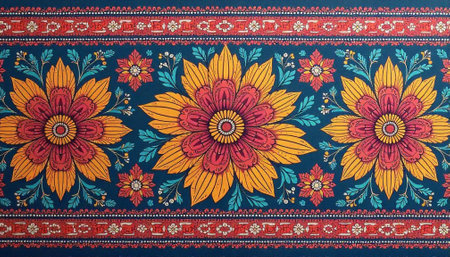 Floral seamless pattern with ornament in vintage ethnic style