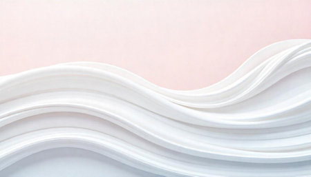 Abstract waves of white cloth over pink background texture