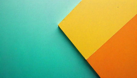 Abstract color block background featuring teal yellow and orange
