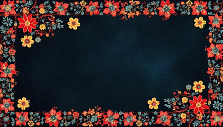 Floral Border Frame on Dark Background with Copy Space