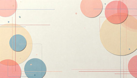 Abstract geometric background with circles and lines in pastel tones