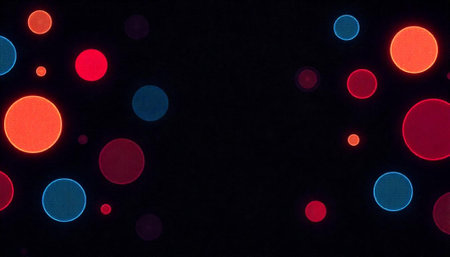 Vibrant circles pattern on black background for digital designの写真素材