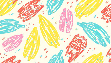 Hand Drawn Abstract Colorful Scribbles Seamless Pattern Design