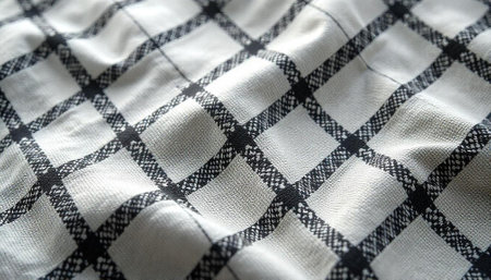 Abstract checkered fabric with black and white color scheme