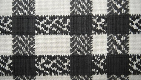 Detailed black and white woven checked textile background image