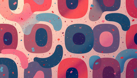 Abstract retro background with rounded shapes and confetti accents