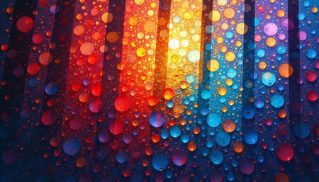 Colorful circles in vertical stripes abstract artistic background