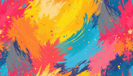 Bright colorful explosion of abstract paint strokes backgroundの写真素材