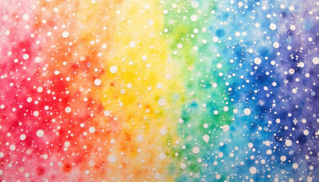 Abstract watercolor rainbow gradient with white dot pattern backgroundの写真素材