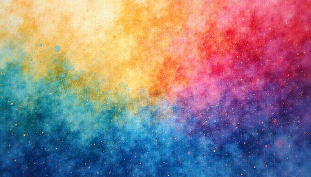 Vibrant watercolor background with a speckled gradient effectの写真素材
