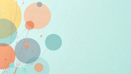 Abstract Circles with Twigs on Light Blue Background