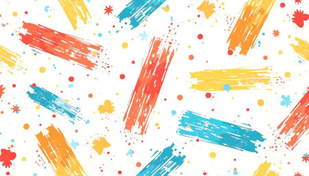 Bright and colorful brush stroke pattern on a white background
