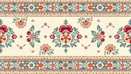 Floral pattern background with decorative borders and vintage feel