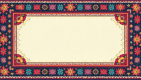 Floral border illustration with central cream colored copy space
