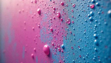 Abstract textured background with pink and blue water dropletsの写真素材