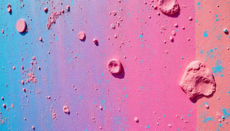 Abstract pink and blue textured background with paint specksの写真素材