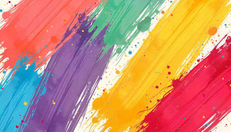 Vibrant colorful brushstrokes on canvas, abstract expressive artの写真素材