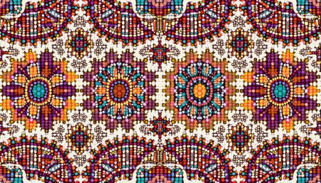 Bright abstract floral pattern with colorful dots background
