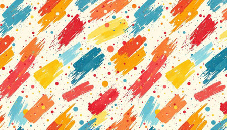 Abstract brush stroke pattern with colorful watercolor splashes design
