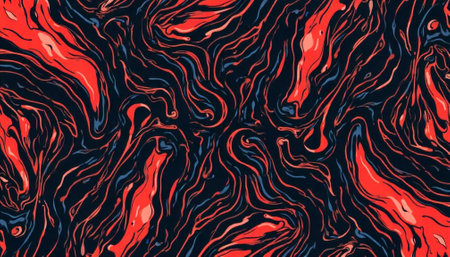 Abstract red and blue curved lines on dark background