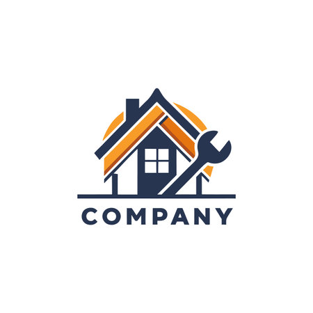 House repair services logo design with wrench graphic elementのイラスト素材