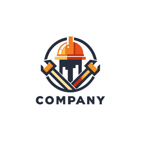 Construction and repair company logo design with hard hatのイラスト素材