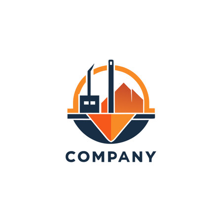 Industrial facility vector logo icon with circle outlineのイラスト素材