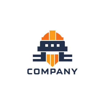 Abstract construction logo with bridge and pillar shapesのイラスト素材