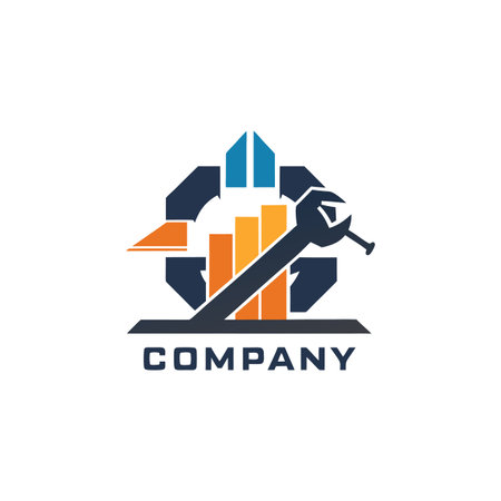 Home repair and construction business logo with wrench and chartのイラスト素材