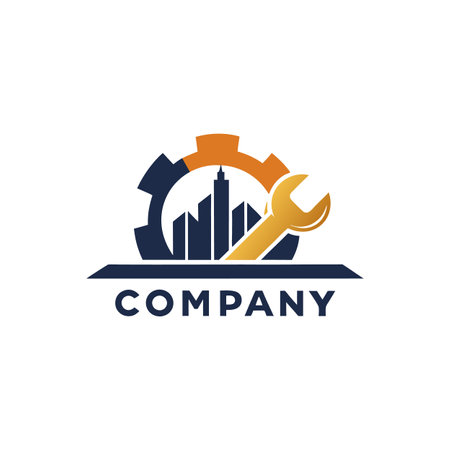 Cityscape construction and repair company creative logo vector illustrationのイラスト素材