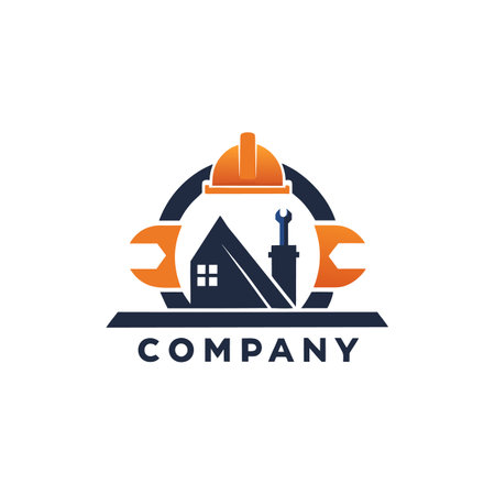 Construction and repair company logo with a house iconのイラスト素材