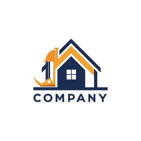 Construction home logo featuring hard hat and house shapeのイラスト素材