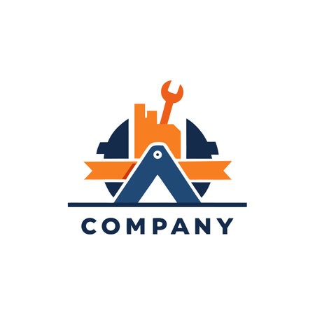 Modern company logo design with gear and wrench elementsのイラスト素材