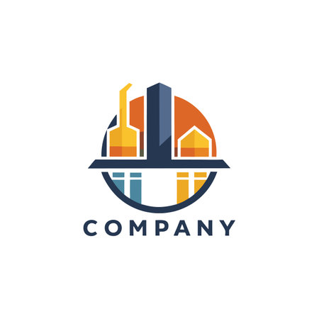 Construction and real estate logo with geometric building shapesのイラスト素材