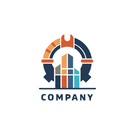 Building Construction and Maintenance Business Logo Vector Illustrationのイラスト素材