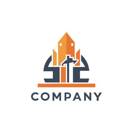 Abstract architectural firm logo with geometric building illustrationのイラスト素材