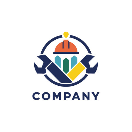Construction and repair logo design with geometric elementsのイラスト素材