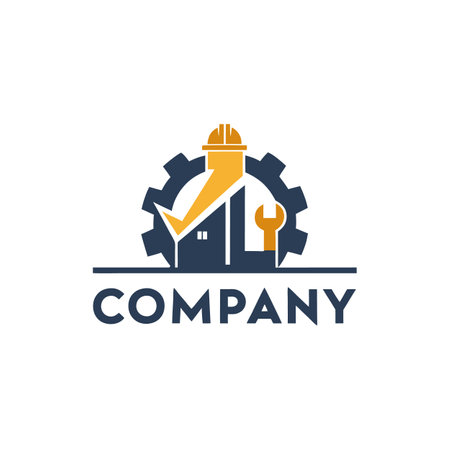 Construction and repair company logo with cogwheel symbolのイラスト素材